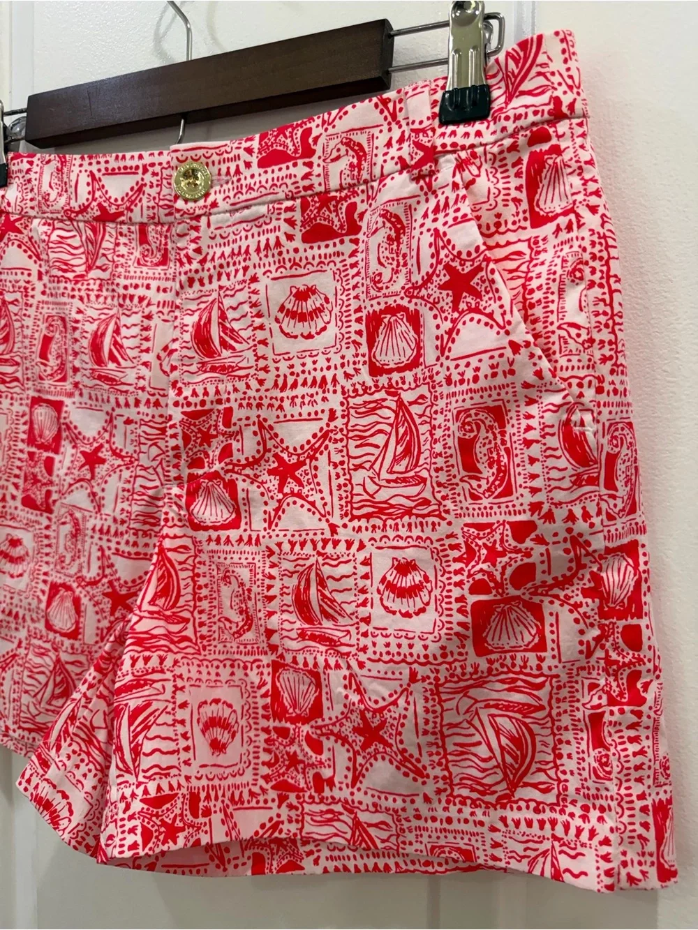 Lilly Pulitzer Gretchen Shorts Miner Red Seaside Harbour Size 6 Nautical 🐚🐚🐚